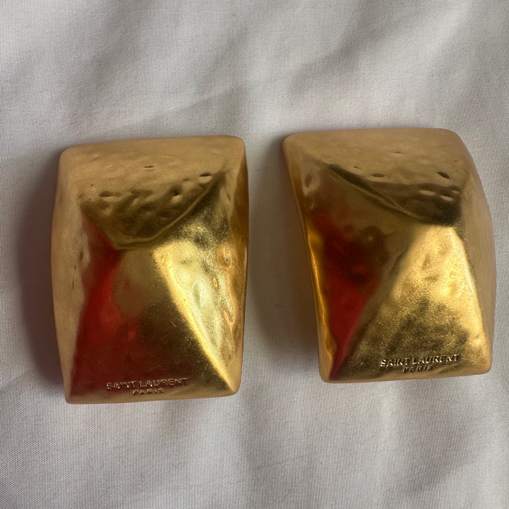 Yves Saint Laurent Sculptural Gold-Tone Clip Earrings